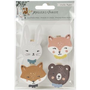 Magical Forest Wood Veneer Clothespins 4 Per Pkg - 