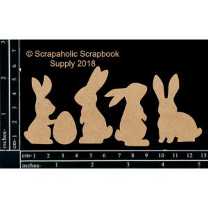 Scrapaholics Laser Cut Chipboard 1.8mm Thick-Bunnies 4 Per Pkg 2 inch 