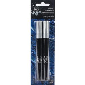 American Crafts Color Pour Magic Paint Pen 2 Per Pkg Opaque Silver
