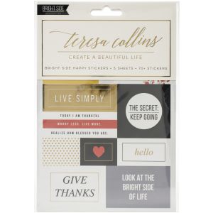 Teresa Collins Designer Stickers 5 Per Sheets Brightside Happy