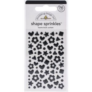 Doodlebug Sprinkles Adhesive Enamel Shapes-Bettle Black Confetti
