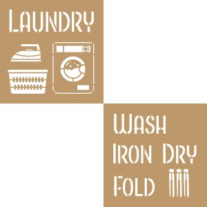Value Kraft 8 Inch X8 Inch Retro Stencils 2 Per Pkg Laundry