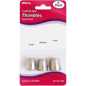 Allary Thimbles 3 Per Pkg -Assorted Sizes