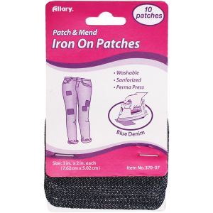 Allary Iron On Patchettes 3 inch X2 inch 10 Per Pkg Blue Denim