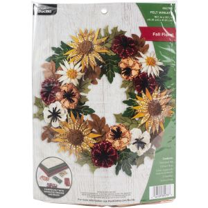 Bucilla Felt Wreath Applique Kit 16Inch Round Floral Fall