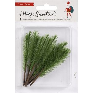 Hey Santa Faux Pine Branch W Paper Stem 8 Per Pkg 