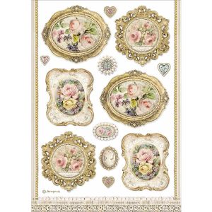 Stamperia Rice Paper Sheet A4-Frames, Princess