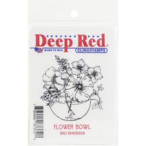 Deep Red Cling Stamp 2.1 inch X2.1 inch Flower Bowl