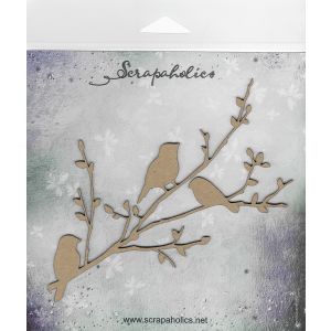 Scrapaholics Laser Cut Chipboard 1.8mm ThickBirds On Branch 6 InchX3.75 Inch