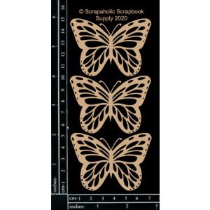 Scrapaholics Laser Cut Chipboard 1.8mm Thick-Monarch Butterflies 3 Per Pkg 2.75'x2 inch 