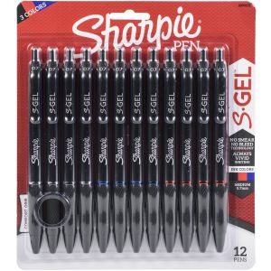 Sharpie S Gel .7mm Medium Point Pens 12 Per Pkg Business Colors Black Blue and Red