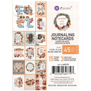 Pumpkin & Spice Journaling Cards 3 inch X4 inch 45 Per Pkg -15 Designs/3 Each