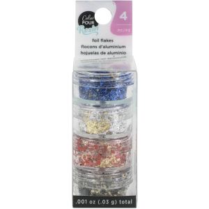 American Crafts Color Pour Resin Mix Ins 4 per Pkg Reversible Foil Flakes