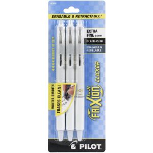 Pilot FriXion Ball Clicker Erasable Extra Fine Point 3 Per Pkg -Black 