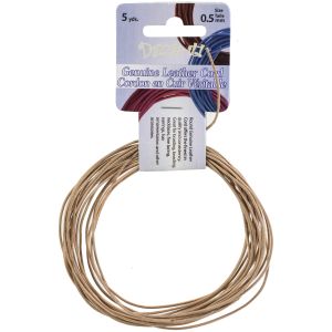 Dazzle-It Genuine Leather Cord .5mm Round 5yd-Natural