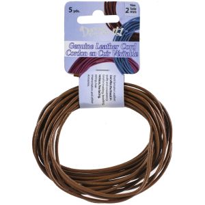 Dazzle It Genuine Leather Cord 2mm Round 5yd Brown