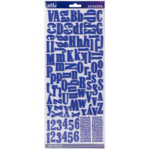 Sticko Alphabet Stickers 208 Per Pkg -Foam - Blue
