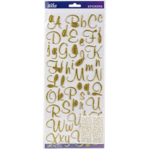 Sticko Alphabet Stickers 104 Per Pkg Script Gold Glitter