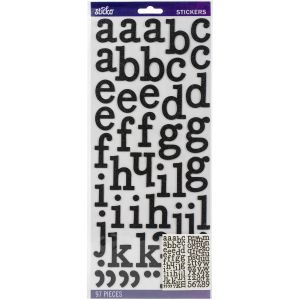 Sticko Alphabet Stickers 97 Per Pkg Script Black Glitter
