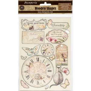 Stamperia Wooden Shapes A5 Clock And Labels Orchids