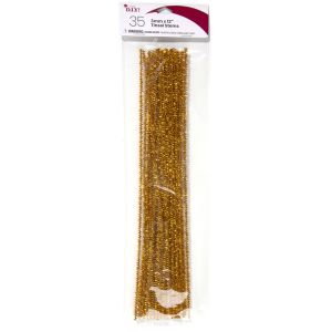Tinsel Stems 3mmx12 Inch 35 Per Pkg Gold