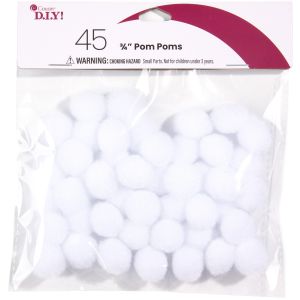 PomPoms .75 Inch Inch 45 Per PkgWhite