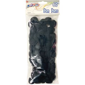 Pom Poms 25mm 60 Per Pkg -black