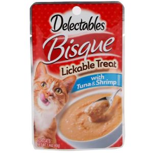 The first wet cat treatMade with real tuna & shrimp in a rich sauceRich flavor & wet texture cats love