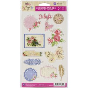 Julie Nutting Frayed Denim Chipboard Stickers 21 Per Pkg - 