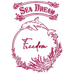 Stamperia Stencil G 8.27 inch X11.69 inch Sea Dream Freedom Romantic