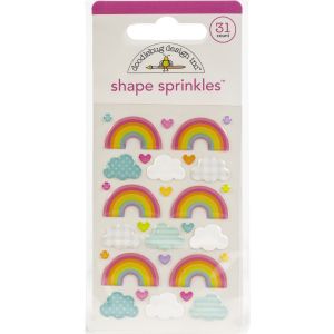 Doodlebug Sprinkles Adhesive Enamel Shapes Chasing Rainbows