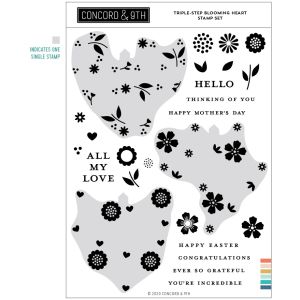 Concord and 9th Clear Stamps 6inchX8inch Triple Step Blooming Heart