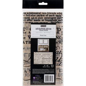 Prima Re Design Decoupage Decor Tissue Paper 19inchX30inch Floral Text