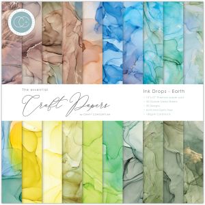 Craft Consortium Double-Sided Paper Pad 12 inch X12 inch 30 Per Pkg -Ink Drops - Earth 20 Designs