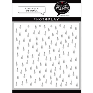 PhotoPlay Say It With Stamps Stencil 6 inch X6 inch Raindrops