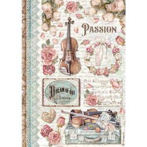 Stamperia Rice Paper Sheet A4Passion Music