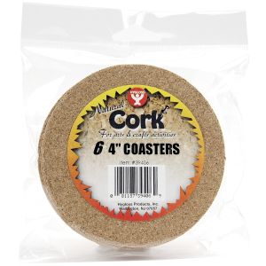 Hygloss Cork Coasters 4 Inch Round 6 Per Pkg