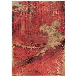 Stamperia Rice Paper Sheet A4 Red Texture Sir Vagabond In Japan