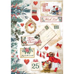 Stamperia Rice Paper Sheet A4Let It Snow Cards Romantic Christmas