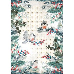 Stamperia Rice Paper Sheet A4Birds Romantic Christmas