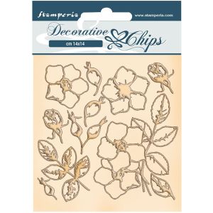 Stamperia Decorative Chips 5.5inchX5.5inch Flowers, Romantic Christmas