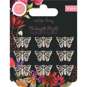 Craft Consortium Midnight Flight Metal Charms 9Per Pkg Silver Moth