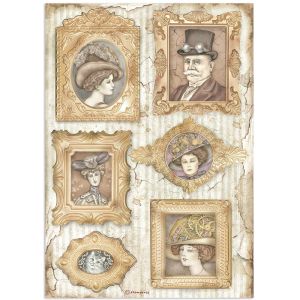 Stamperia Rice Paper Sheet A4-Frames, Lady Vagabon