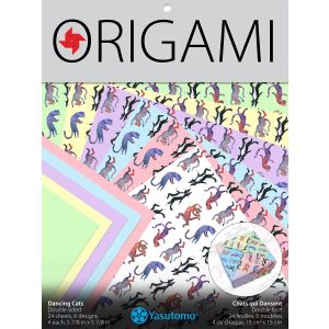 Origami Patterned Paper Double Sided 24 Per Pkg Dancing Cats