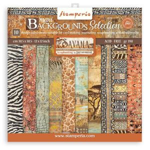 Stamperia Backgrounds Double Sided Paper Pad 12inchX12inch 10 Per Pkg Savana 10 Designs 1 Each