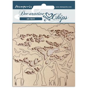 Stamperia Decorative Chips 5.5Inch X5.5Inch Savana Zebra and Tree