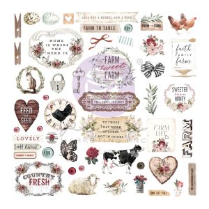 Farm Sweet Farm Cardstock Ephemera And Stickers 72 Per Pkg Shapes Words Foiled Accents