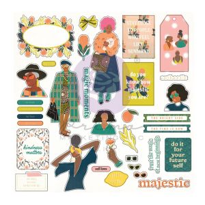 Majestic Cardstock Ephemera 34 Per Pkg -Shapes Tags Words Foiled Accents