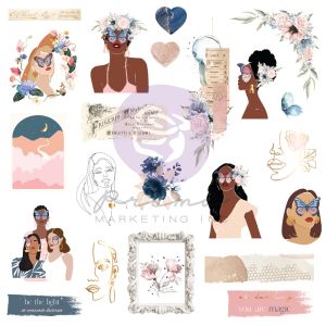 Indigo By Frank Garcia Cardstock Ephemera 22 Per Pkg -Shapes Tags Words Foiled Accents