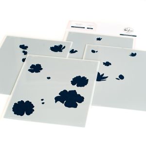 Pinkfresh Studio Stencils 4.25 inch X5.25 inch 4 Per Pkg -Inky Floral Background Layering